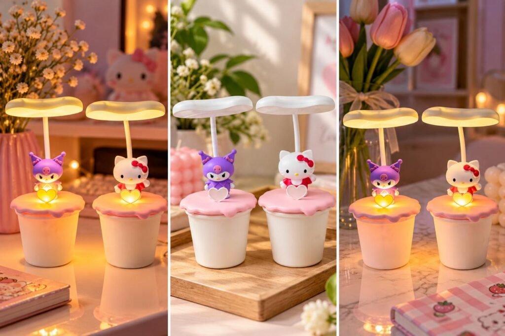 Cute  White & Pink Character Table Lamp